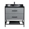Titus 32'' Honor Gray, Vanité sur Pieds avec comptoir noir