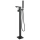 Arès II, Black brass faucet for freestanding bathtubbs