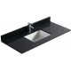 Dessus de vanité en quartz noir 48 pouces avec lavabo sous-plan en porcelaine