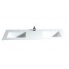 White 60", Marble Vanity Top with 2 Undermount Porcelain Sinks