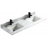 Carrara blanc 60", dessus de vanité en marbre avec 2 lavabo en porcelaine sous-plan