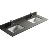 Gris Pure 60", dessus de vanité en quartz avec deux lavabos en porcelaine sous-plan