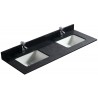Noir 60", dessus de vanité en quartz avec deux lavabos en porcelaine sous-plan