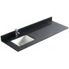 Noir 60", dessus de vanité en quartz avec lavabo en porcelaine sous-plan