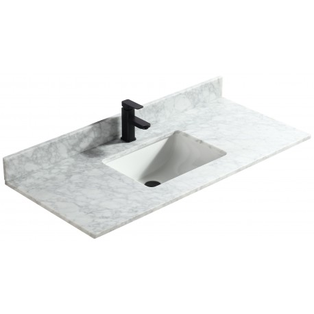 Carrara blanc 48", dessus de vanité en marbre avec lavabo en porcelaine sous-plan