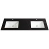 Black 60", Marble Vanity Top with 2 Undermount Porcelain Sinks