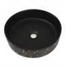 Epona, lavabo rond en porcelaine avec fini noir mat et marbrure dorée
