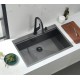 Galaxie 33", Black Kitchen Sink with Cutting Board and Strainer