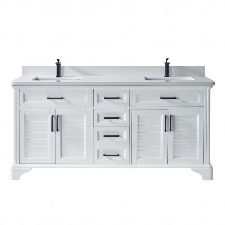 VELA 72" Vanité double en bois massif