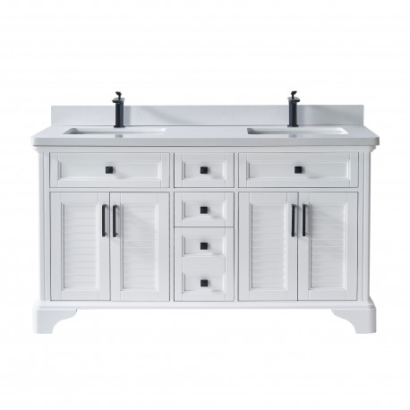 VELA 60" Vanité double en bois massif