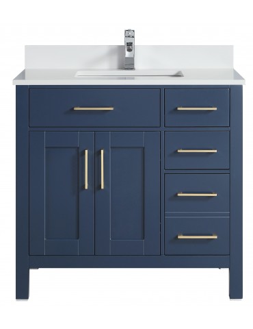 Vanité de salle de bain Goli 36'' – bois massif bleu antique