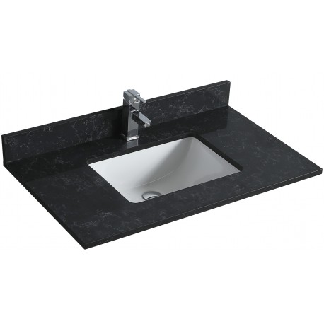 Black 36", Quartz Vanity Top with Undermount Porcelain Sink