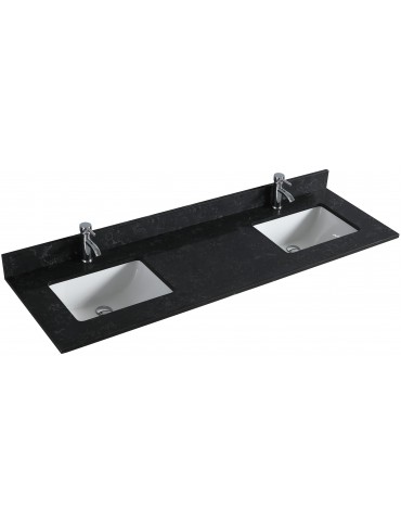 Galaxy noir 72", dessus de vanité en granite avec 2 lavabo en porcelaine sous-plan