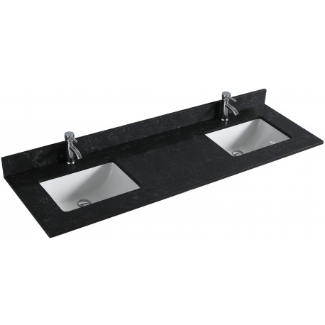 Galaxy Black 72", granite vanity top with 2 undermount porcelain sink Galaxy Black 72", granite vanity top with 2 undermount porcelain sink