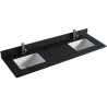 Dessus de vanité en quartz noir 72 pouces avec 2 lavabo sous-plan en porcelaine