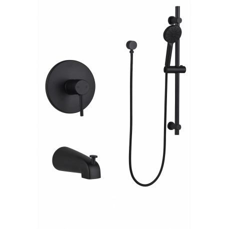 Shower faucet with bath spout – Black, Kami Collection