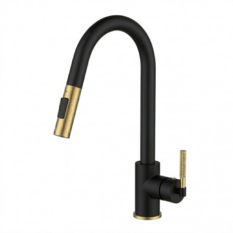 Kidali II, kitchen faucet matte black and gold
