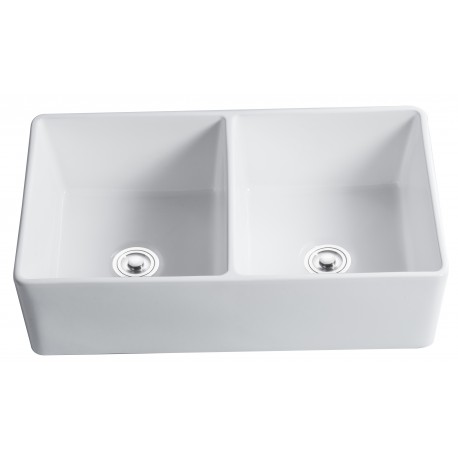 Balios, 33" Glossy White Double Porcelain Sink