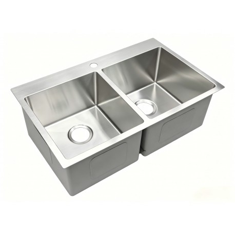 Topmount Double Kitchen Sink, 30 x 18" x 9", Stainless Steel