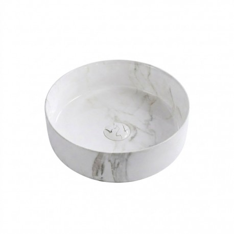 Epona 14", Round Porcelain Basin with Marble Effect
