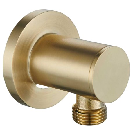 Adjustable shower hose elbow with matte gold finish