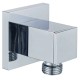 Coude ajustable carrée pour tuyau de douche fini en chrome