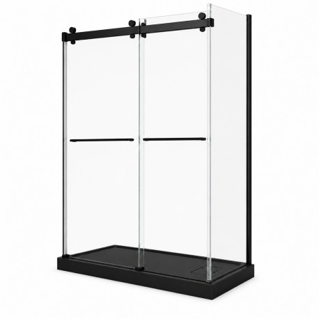Ensemble porte de douche Waka 60 pouces + receveur de douche Brutus 60 × 32 pouces