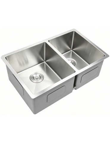 Double Kitchen Sink, 30 x 18" x 9", Stainless Steel