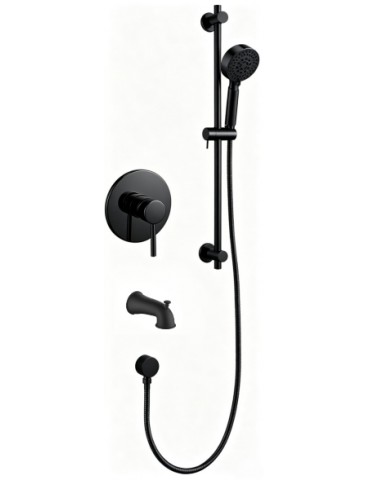 Robinet de douche avec bec de bain – Noir, Collection Kami